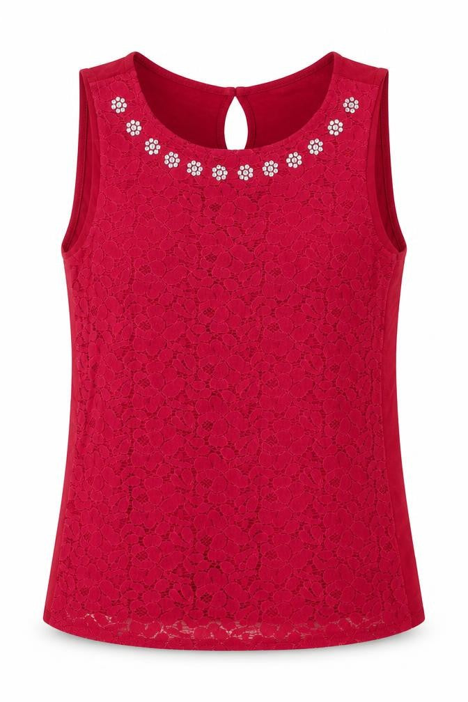 Front view of Dorothy Perkins women’s pink viscose basic blouse, size UK 8, boat neck - lace front
