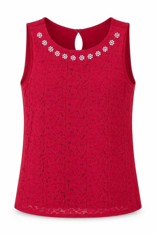 Front view of Dorothy Perkins women’s pink viscose basic blouse, size UK 8, boat neck - lace front