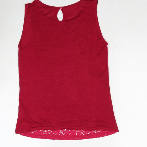 Dorothy Perkins Womens Pink Viscose Basic Blouse Size 8 Boat Neck - Lace Front