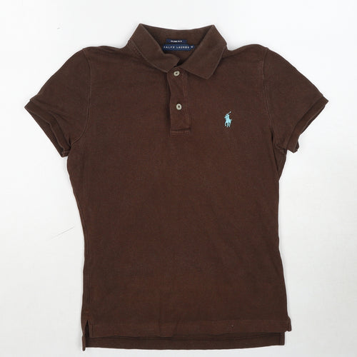 Polo Ralph Lauren Womens Brown Cotton Basic Polo Size M Collared