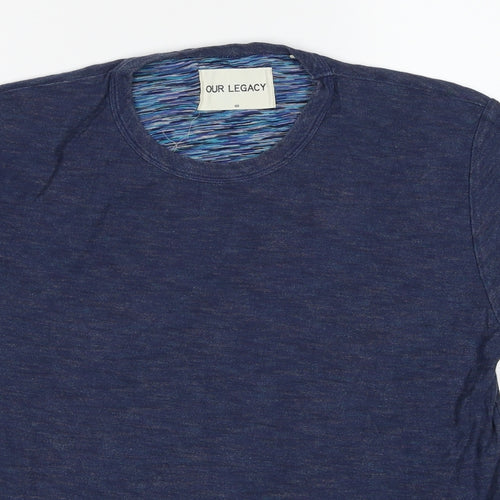 OUR LEGACY Womens Blue Cotton Basic T-Shirt Size M Crew Neck