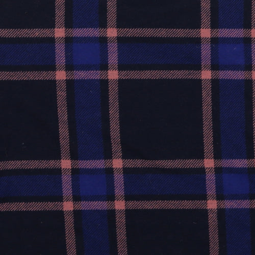 Marks and Spencer Womens Blue Round Neck Check Polyester Pullover Jumper Size 8