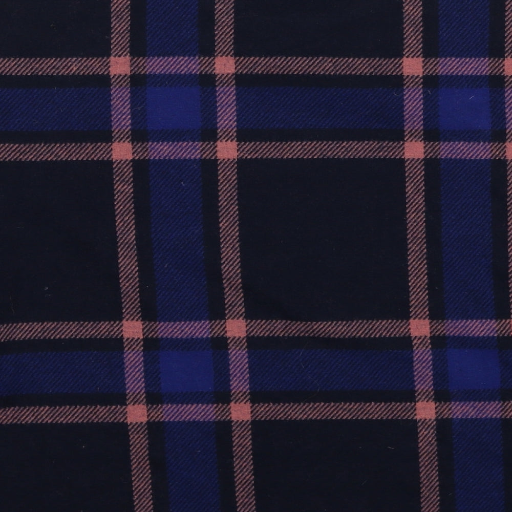 Marks and Spencer Womens Blue Round Neck Check Polyester Pullover Jumper Size 8