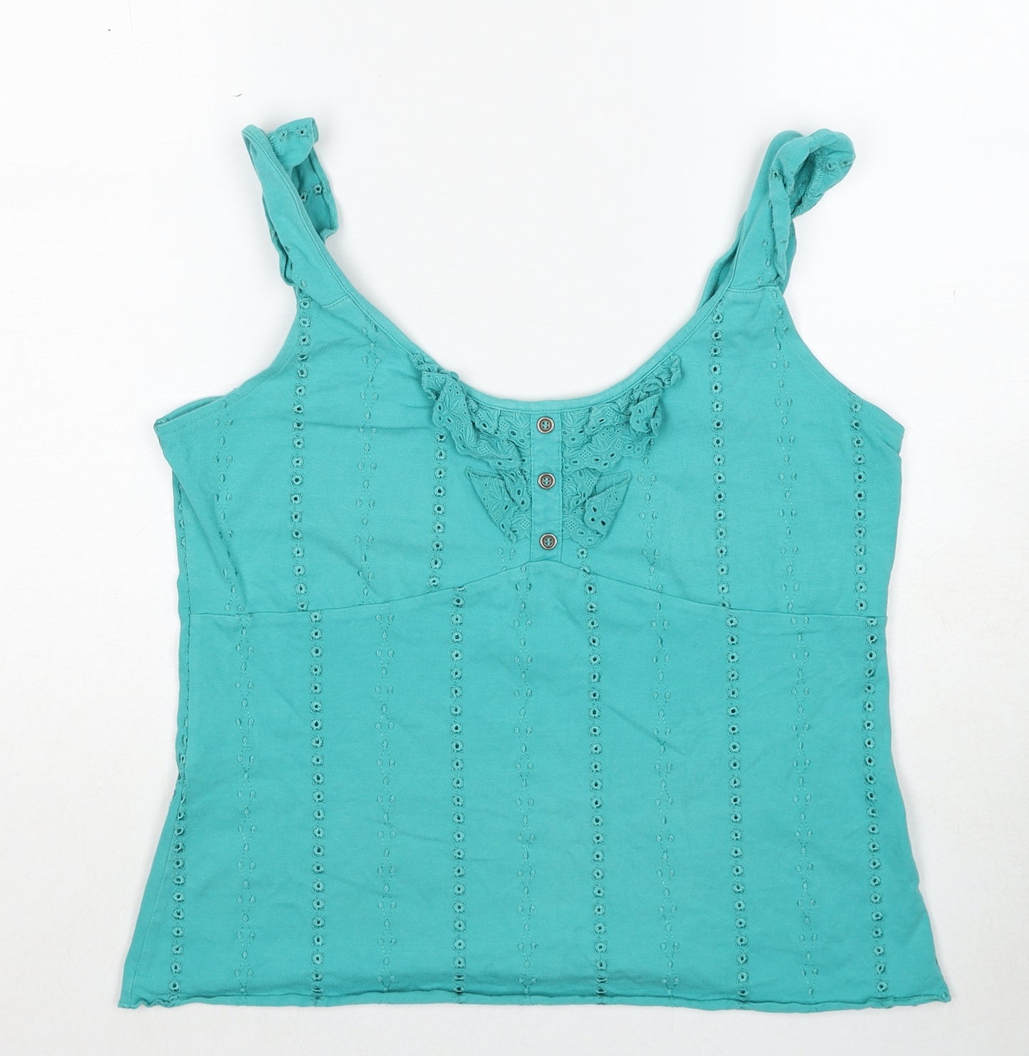 Per Una Womens Blue Cotton Basic Tank Size 16 Scoop Neck