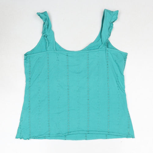 Per Una Womens Blue Cotton Basic Tank Size 16 Scoop Neck