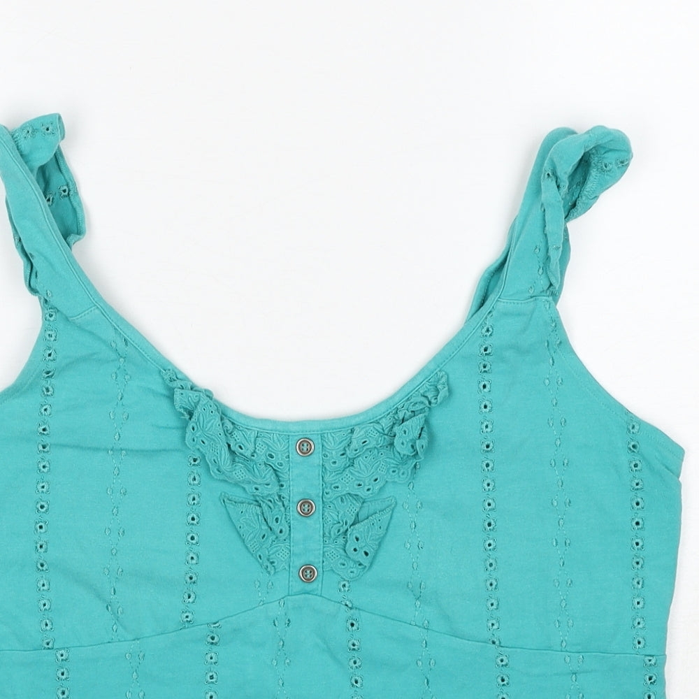 Per Una Womens Blue Cotton Basic Tank Size 16 Scoop Neck