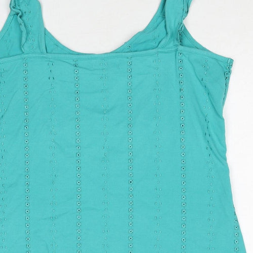Per Una Womens Blue Cotton Basic Tank Size 16 Scoop Neck