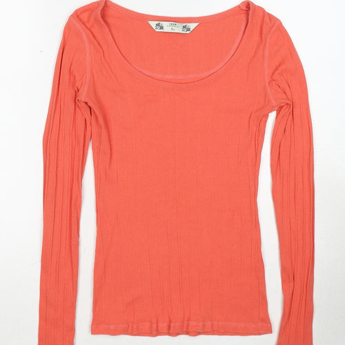 Crew Clothing Womens Orange Polyester Basic T-Shirt Size 10 Round Neck - Ribbed