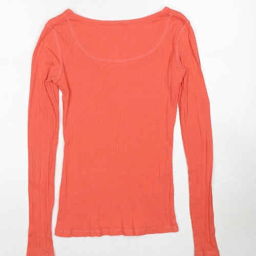 Crew Clothing Womens Orange Polyester Basic T-Shirt Size 10 Round Neck - Ribbed