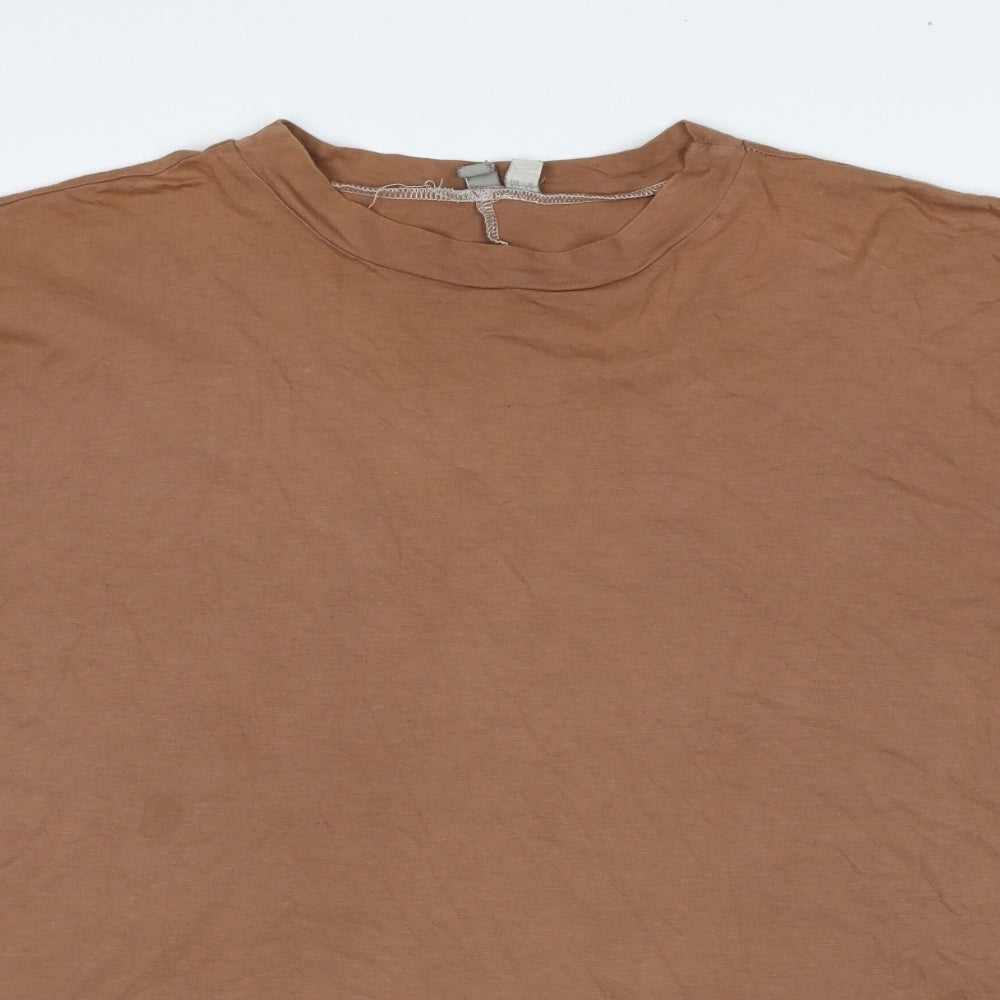 ASOS Womens Brown Cotton Basic T-Shirt Size 10 Crew Neck