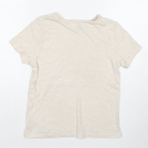 Disney Girls Beige Cotton Basic T-Shirt Size 8-9 Years Round Neck Pullover - Minnie Mouse