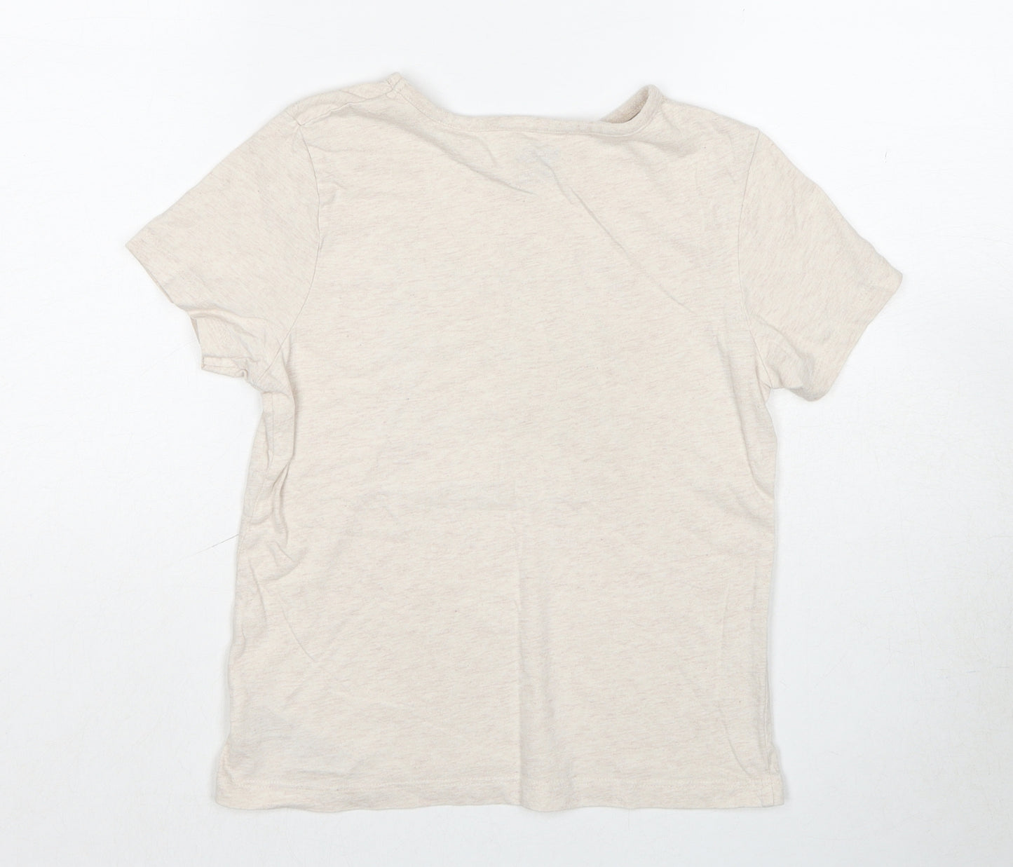 Disney Girls Beige Cotton Basic T-Shirt Size 8-9 Years Round Neck Pullover - Minnie Mouse