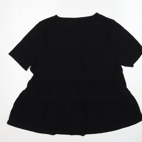 ASOS Womens Black Viscose Basic T-Shirt Size 8 V-Neck - Ribbed
