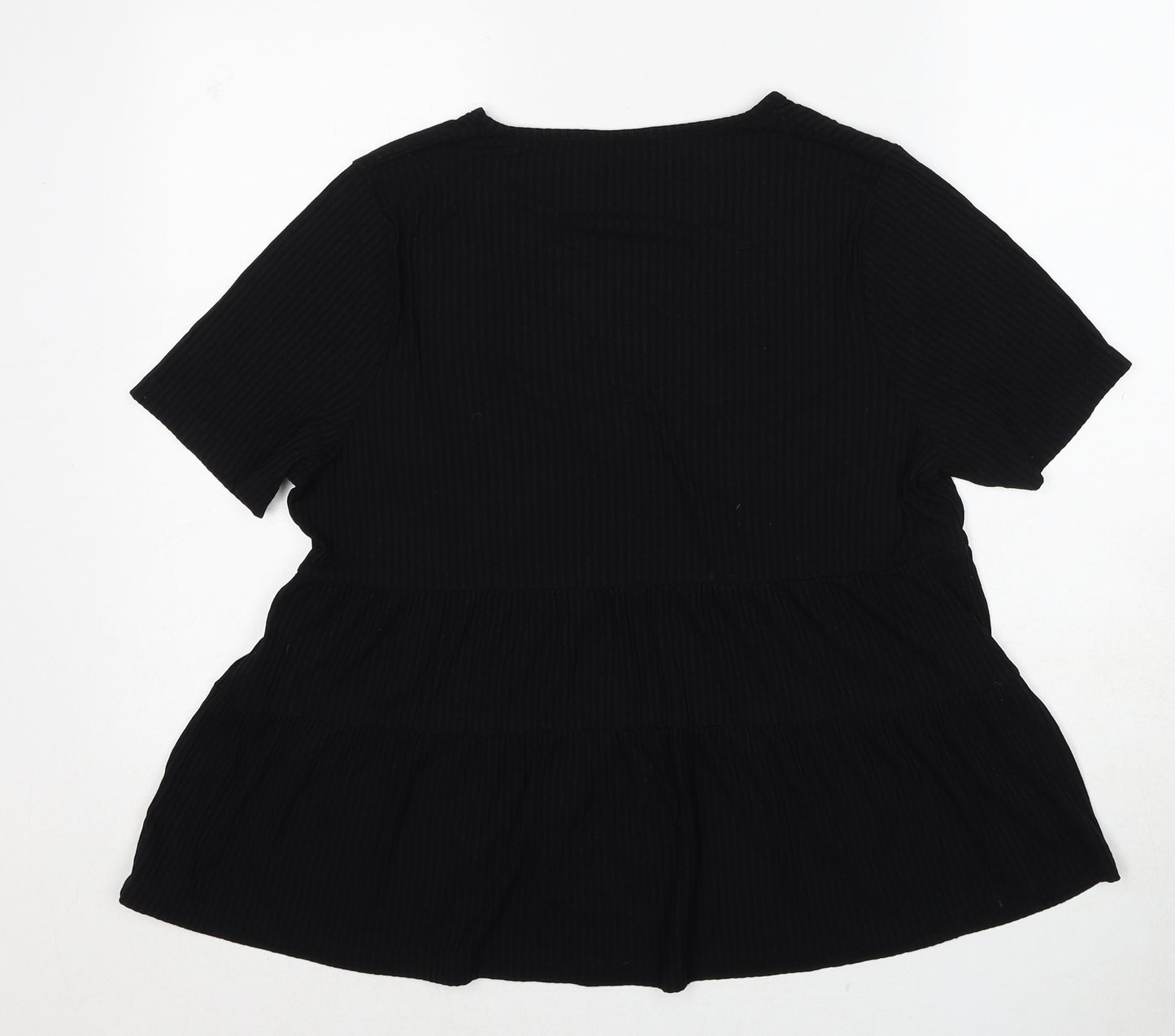 ASOS Womens Black Viscose Basic T-Shirt Size 8 V-Neck - Ribbed