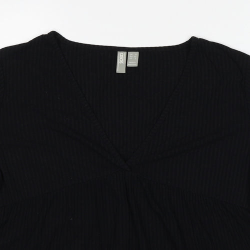 ASOS Womens Black Viscose Basic T-Shirt Size 8 V-Neck - Ribbed