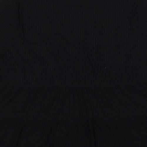 ASOS Womens Black Viscose Basic T-Shirt Size 8 V-Neck - Ribbed