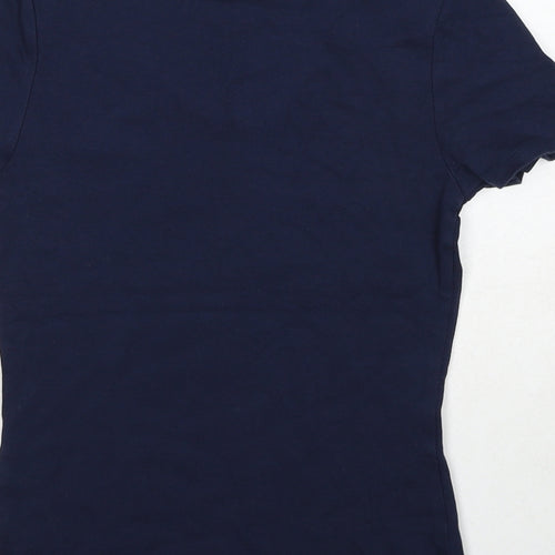 Marks and Spencer Womens Blue Cotton Basic T-Shirt Size 10 V-Neck