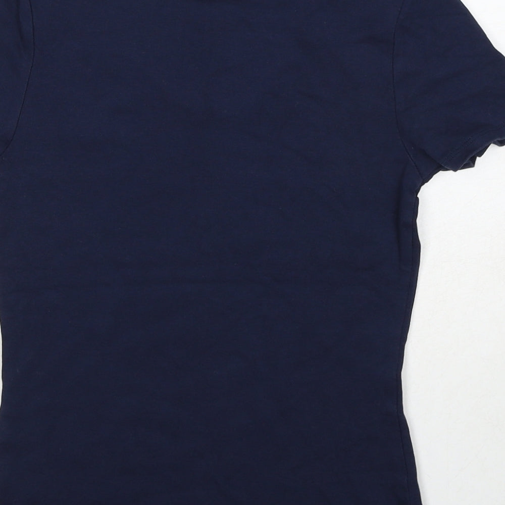 Marks and Spencer Womens Blue Cotton Basic T-Shirt Size 10 V-Neck