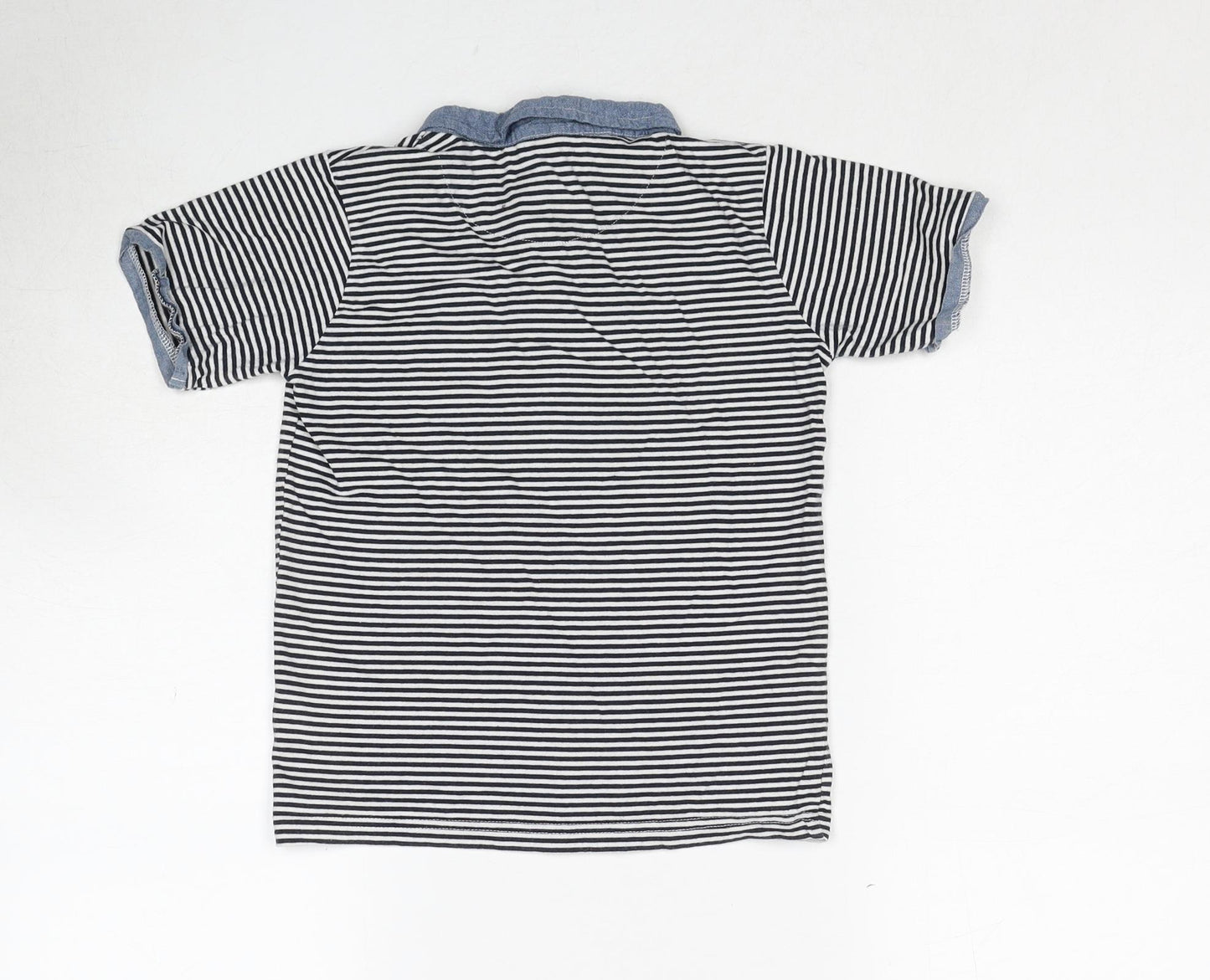 Soul & Glory Boys Black Striped Cotton Basic Polo Size 7-8 Years Collared Pullover