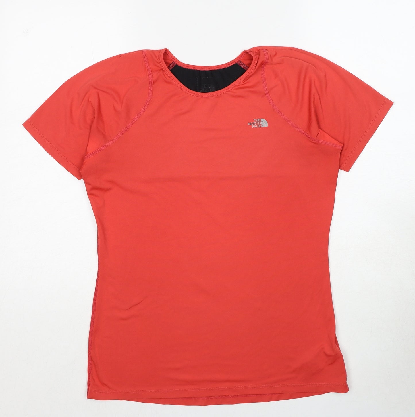 The North Face Womens Red Polyester Basic T-Shirt Size M Round Neck Pullover
