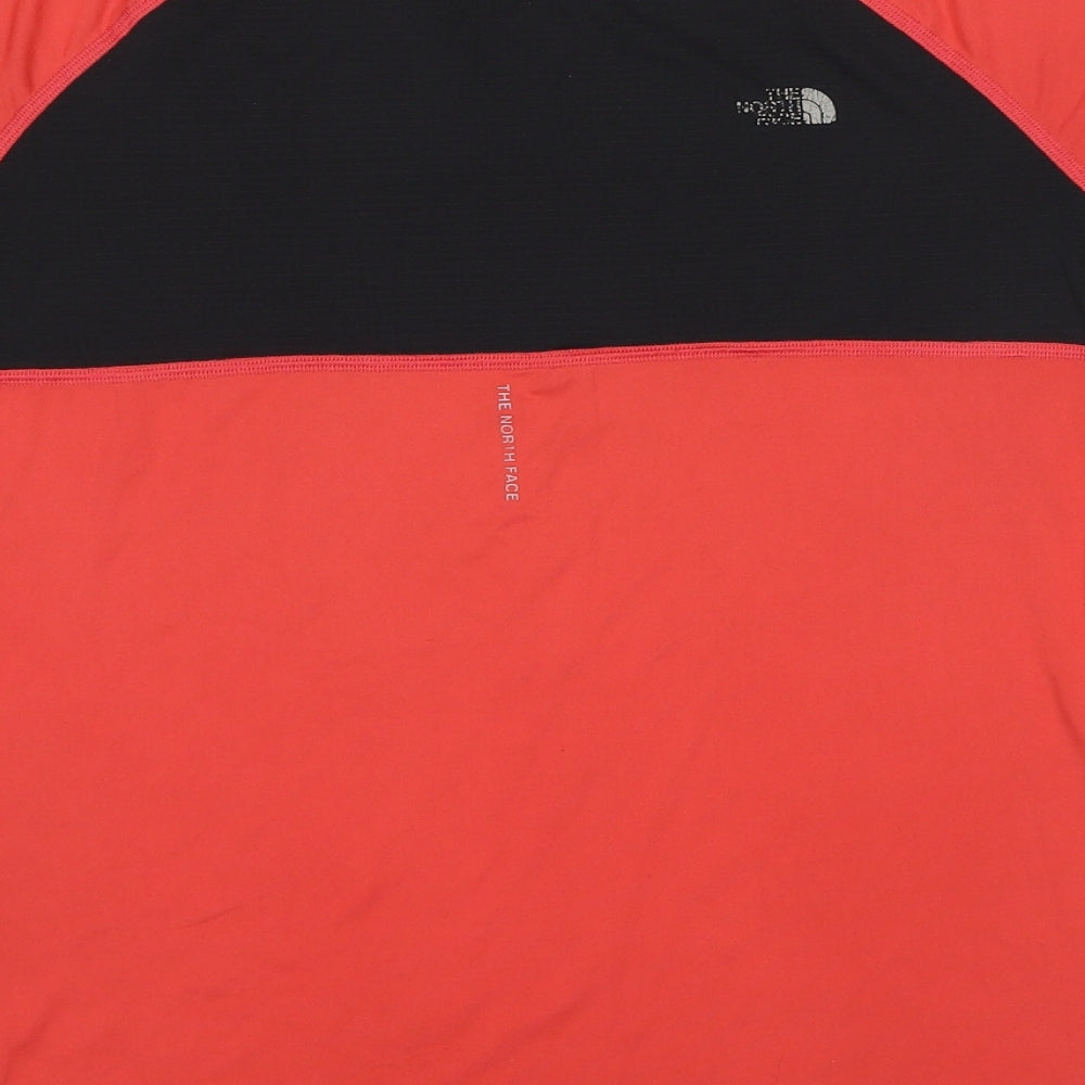 The North Face Womens Red Polyester Basic T-Shirt Size M Round Neck Pullover