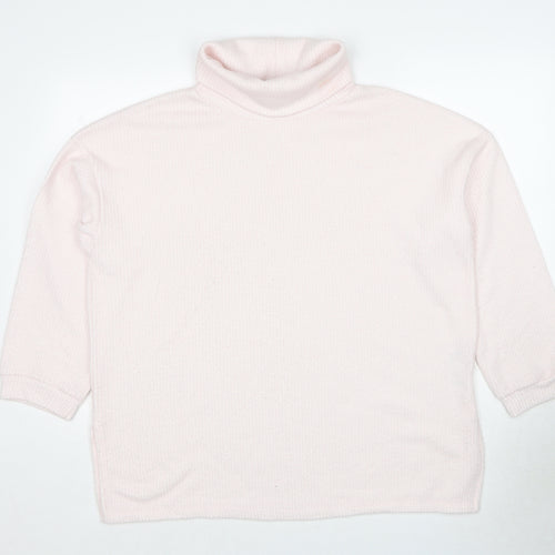 New Look Womens Pink Roll Neck Polyester Pullover Jumper Size L