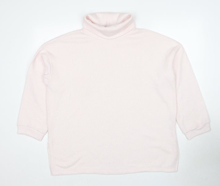 New Look Womens Pink Roll Neck Polyester Pullover Jumper Size L