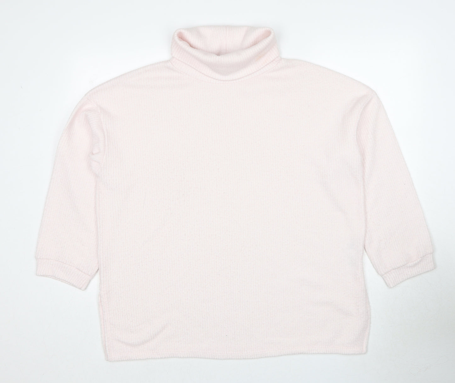 New Look Womens Pink Roll Neck Polyester Pullover Jumper Size L