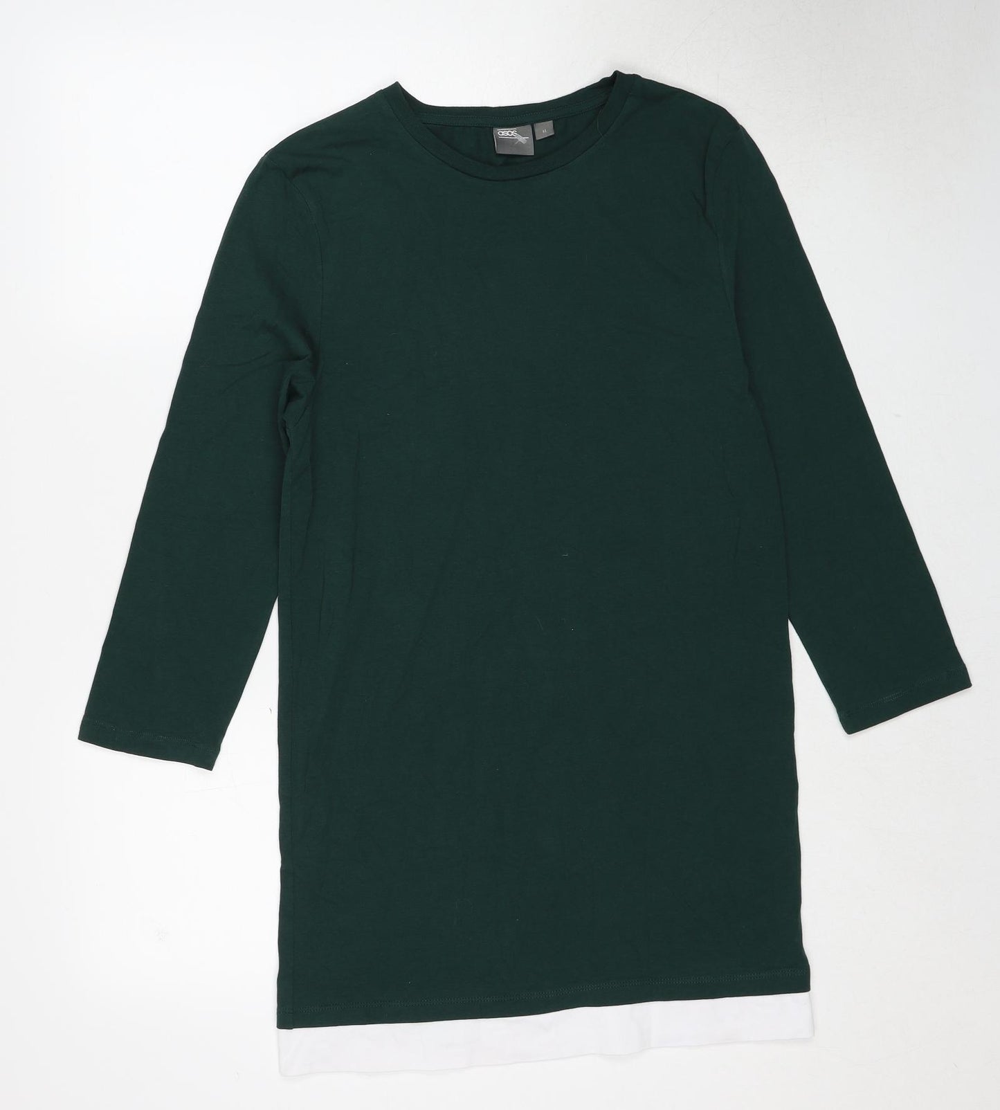 ASOS Womens Green Cotton T-Shirt Dress Size M Round Neck Pullover