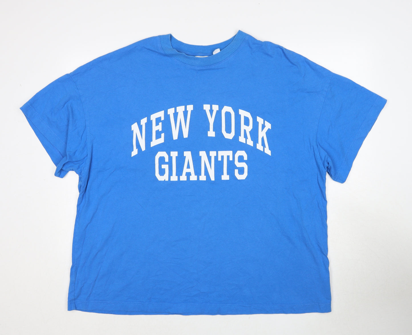 H&M Mens Blue Cotton T-Shirt Size XL Round Neck - New York Giants