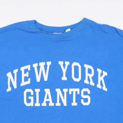 H&M Mens Blue Cotton T-Shirt Size XL Round Neck - New York Giants