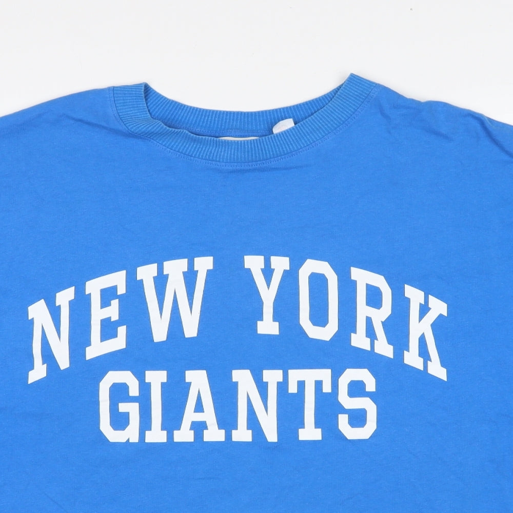 H&M Mens Blue Cotton T-Shirt Size XL Round Neck - New York Giants