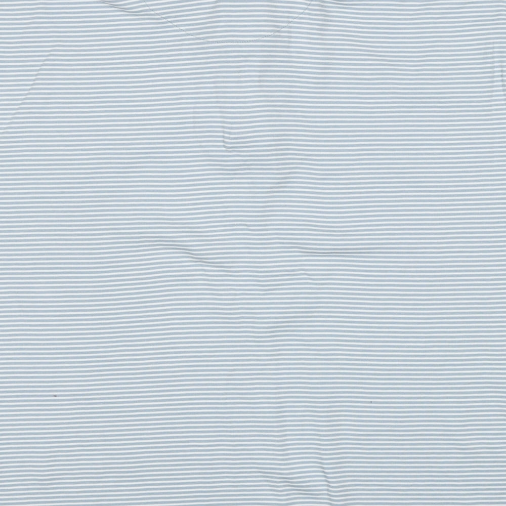 Marks and Spencer Mens Blue Striped Cotton Polo Size 3XL Collared Pullover