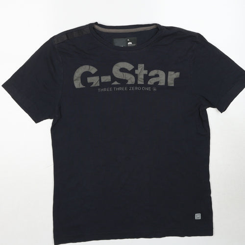 G-Star Mens Black Cotton T-Shirt Size XL Round Neck