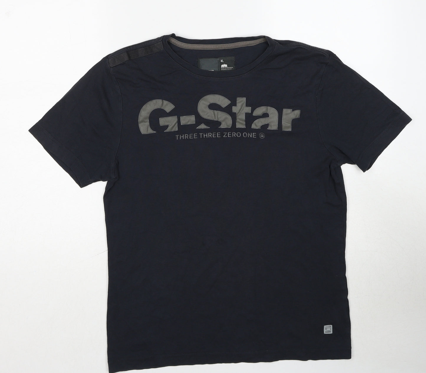 G-Star Mens Black Cotton T-Shirt Size XL Round Neck