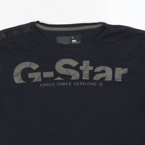 G-Star Mens Black Cotton T-Shirt Size XL Round Neck