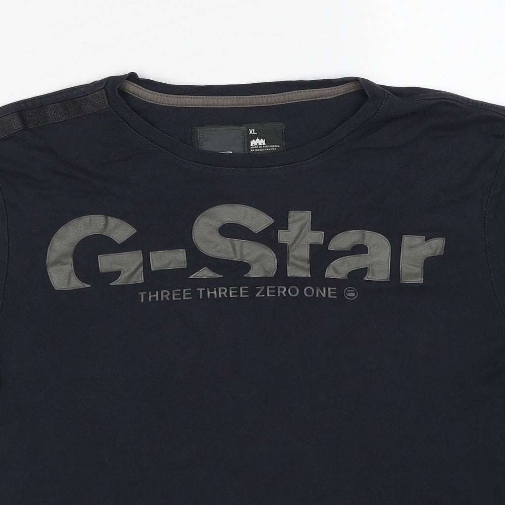 G-Star Mens Black Cotton T-Shirt Size XL Round Neck
