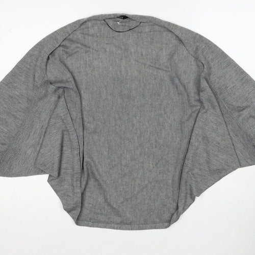 Oasis Womens Grey V-Neck Herringbone Acrylic Cardigan Jumper One Size