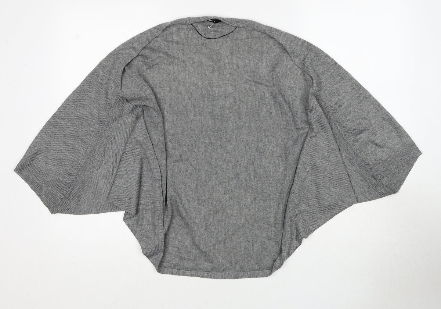 Oasis Womens Grey V-Neck Herringbone Acrylic Cardigan Jumper One Size