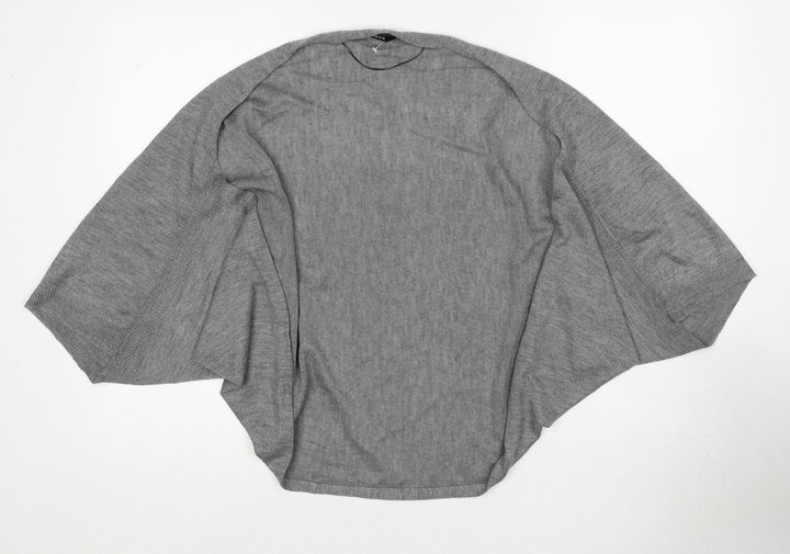 Oasis Womens Grey V-Neck Herringbone Acrylic Cardigan Jumper One Size