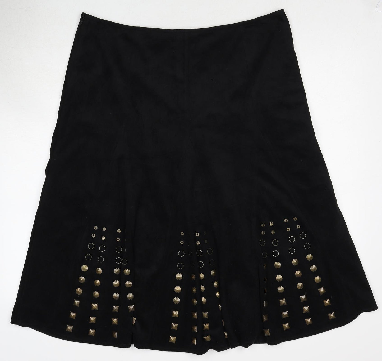 Per Una Womens Black Polyester Swing Skirt Size 16 Zip