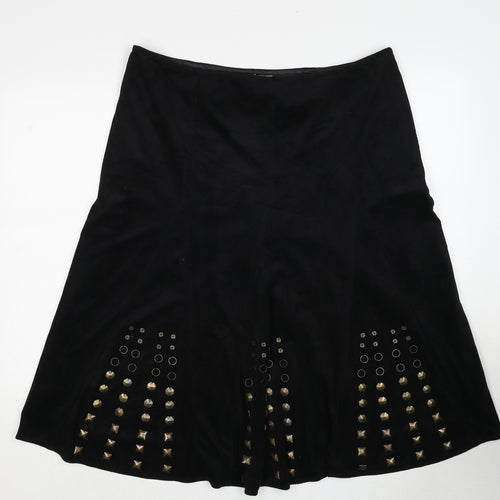 Per Una Womens Black Polyester Swing Skirt Size 16 Zip