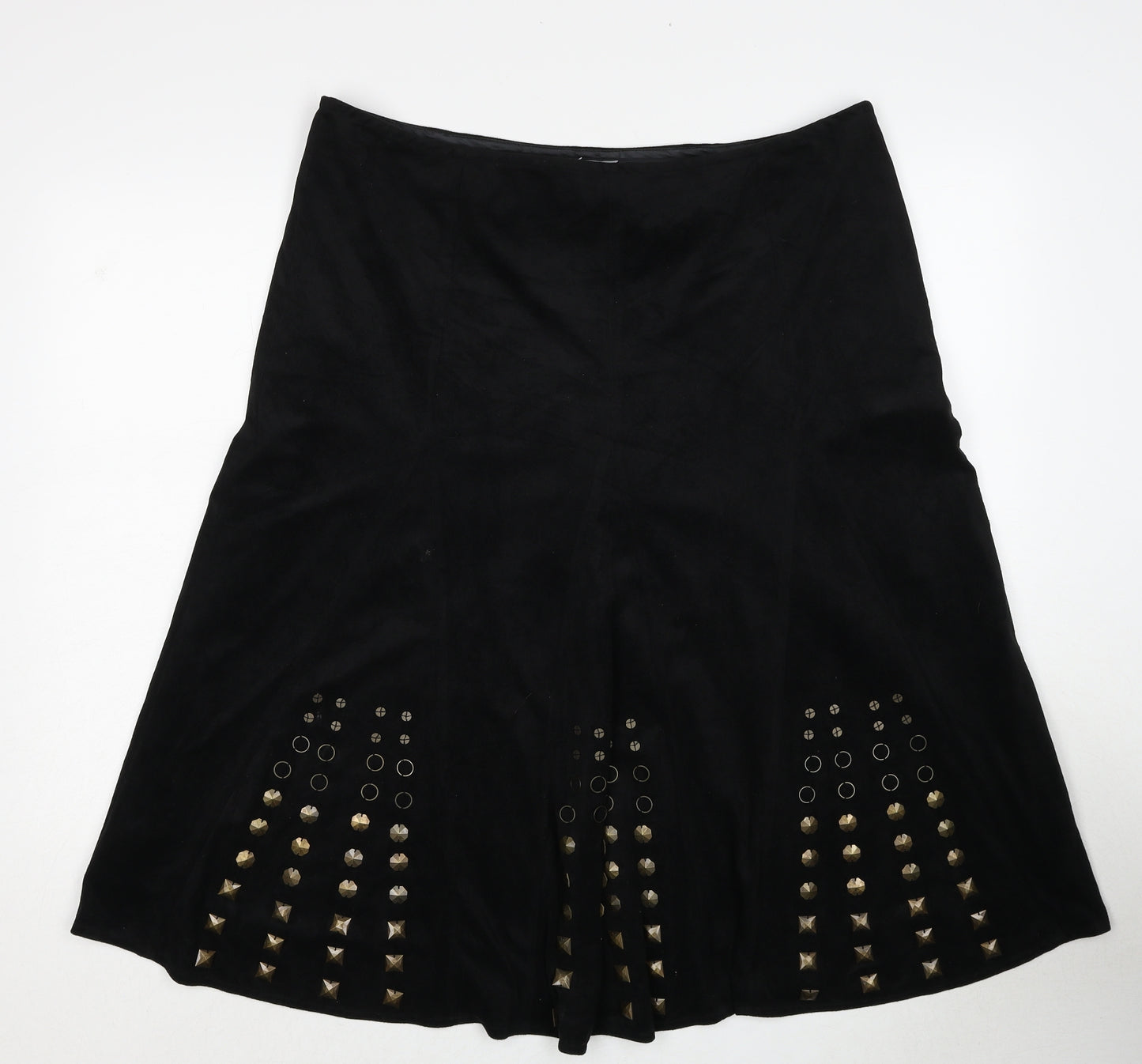 Per Una Womens Black Polyester Swing Skirt Size 16 Zip