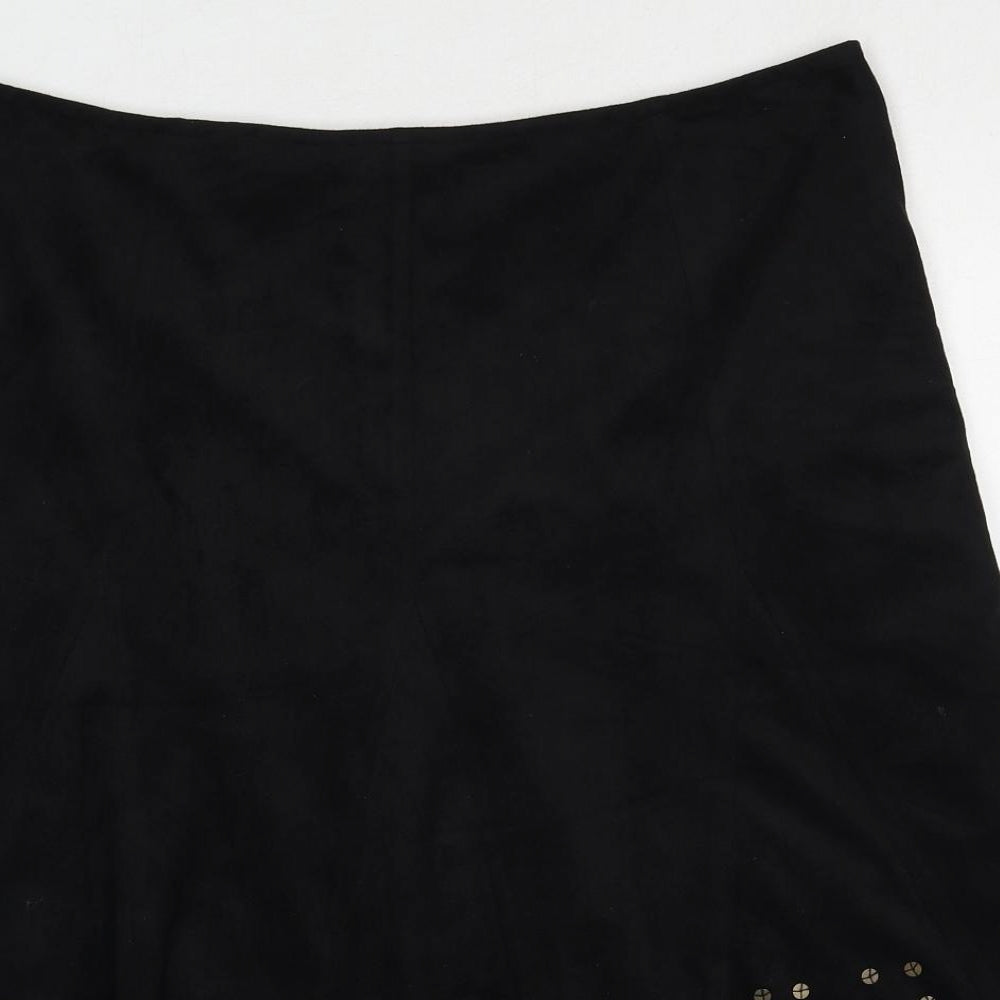 Per Una Womens Black Polyester Swing Skirt Size 16 Zip