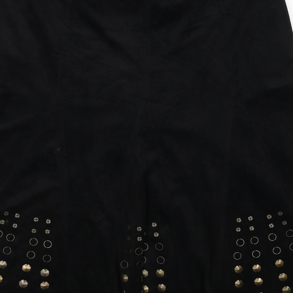 Per Una Womens Black Polyester Swing Skirt Size 16 Zip