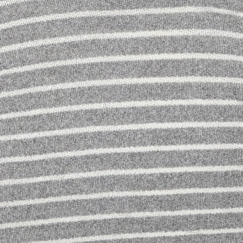 Bug Womens Grey Mock Neck Striped Polyester Pullover Jumper Size S
