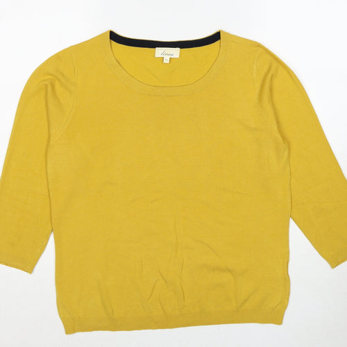 Linea Womens Yellow Round Neck Viscose Pullover Jumper Size XL