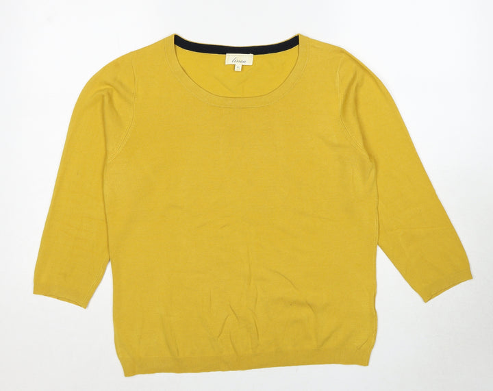 Linea Womens Yellow Round Neck Viscose Pullover Jumper Size XL