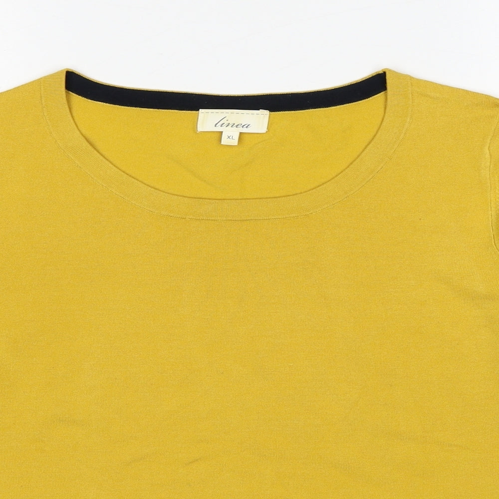 Linea Womens Yellow Round Neck Viscose Pullover Jumper Size XL