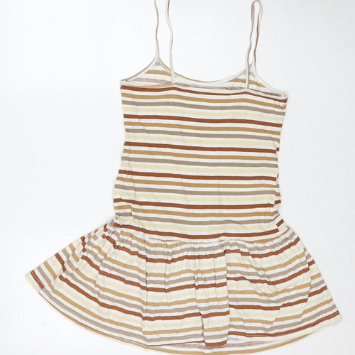 Graffic Womens Multicoloured Striped Cotton Tank Dress Size 10 Round Neck Pullover